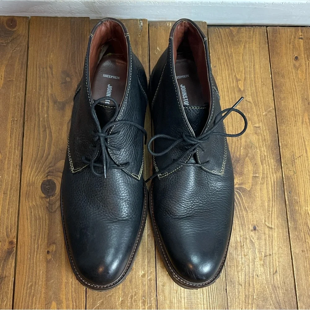 Johnston and Murphy black leather lace up boots Mens size 10